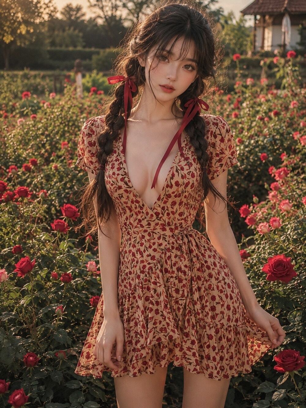 Wrapped in Autumn Romance flowy floral meadowcore ruffled wrap mini dress